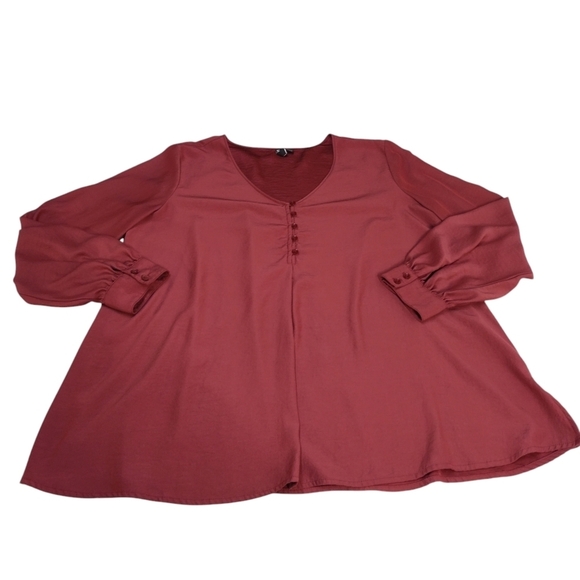 Valette Blouse Women's Marsala Red V-Neck Longsleeve Top Blouse Size Large - Picture 3 of 10